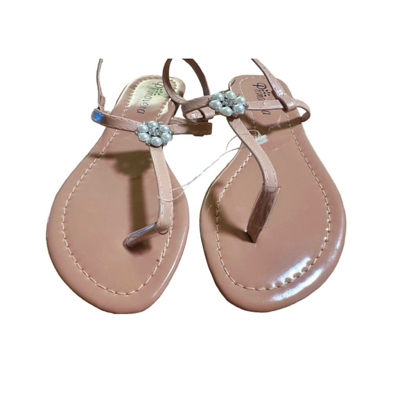 Women's Embellished Rhinestone/Pearl Sandals Shoes Slipon Casual Round Open Toe - Picture 3 of 9